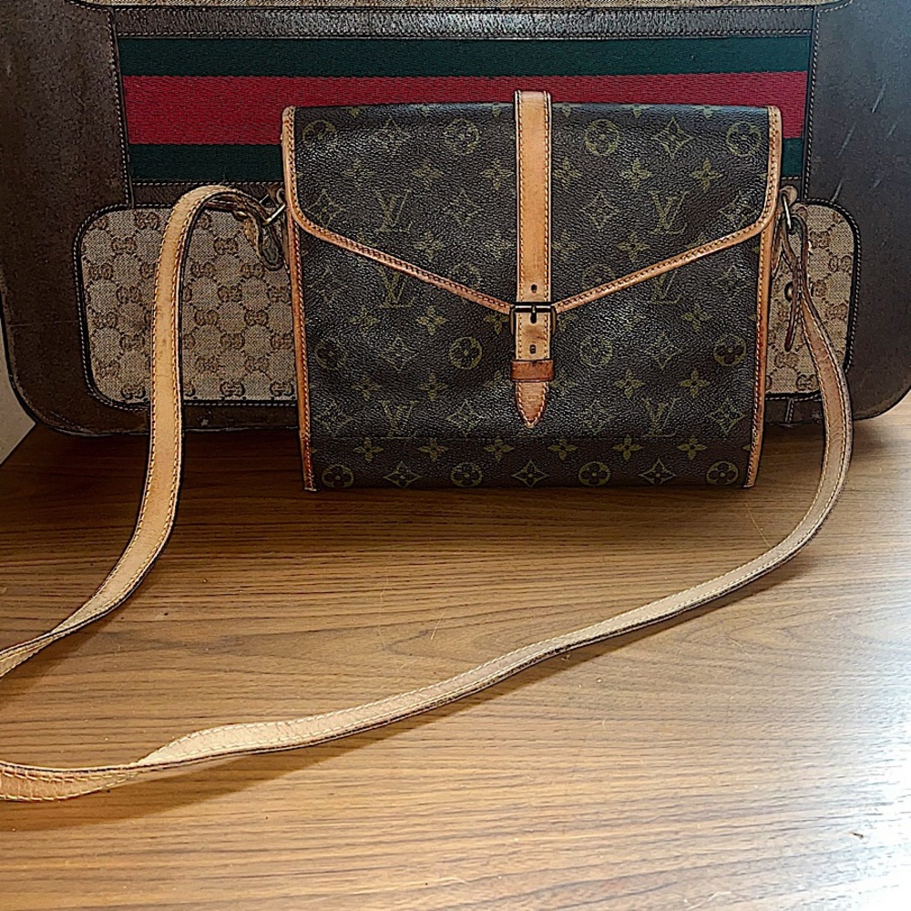 Louis Vuitton Brown Monogram Crossbody with Natural Leather Trim